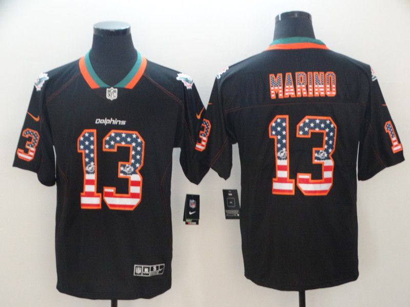 Men Miami Dolphins #13 Marino Nike USA Flag Fashion Black Color Rush Limited NFL Jersey